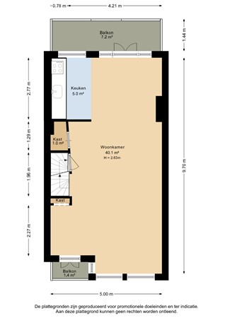 Floorplan - Rotterdamsedijk 156B, 3112 BJ Schiedam